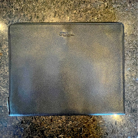 Coach Black Pebble Leather Tablet Folio / Sleeve / Tech Case NWOT - Picture 1 of 6